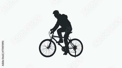 Silhouette of a cyclist male on white background flat