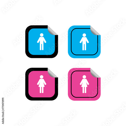 Vector  Blue and Pink Toilet Sign with Toilet  Men and Women.