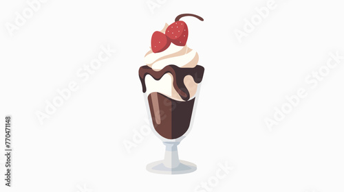 Simple sundae ice cream flat Icon black flat vector 