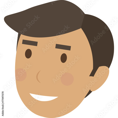 Male smiling face vector icon isolated on white