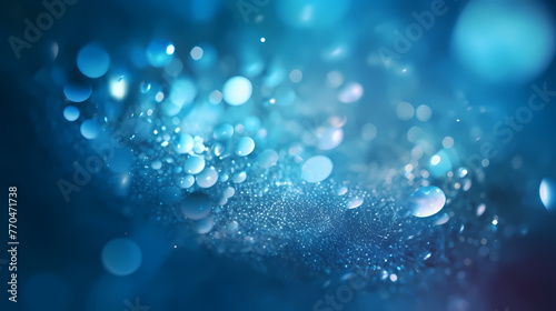 Blue abstract glitter bokeh background