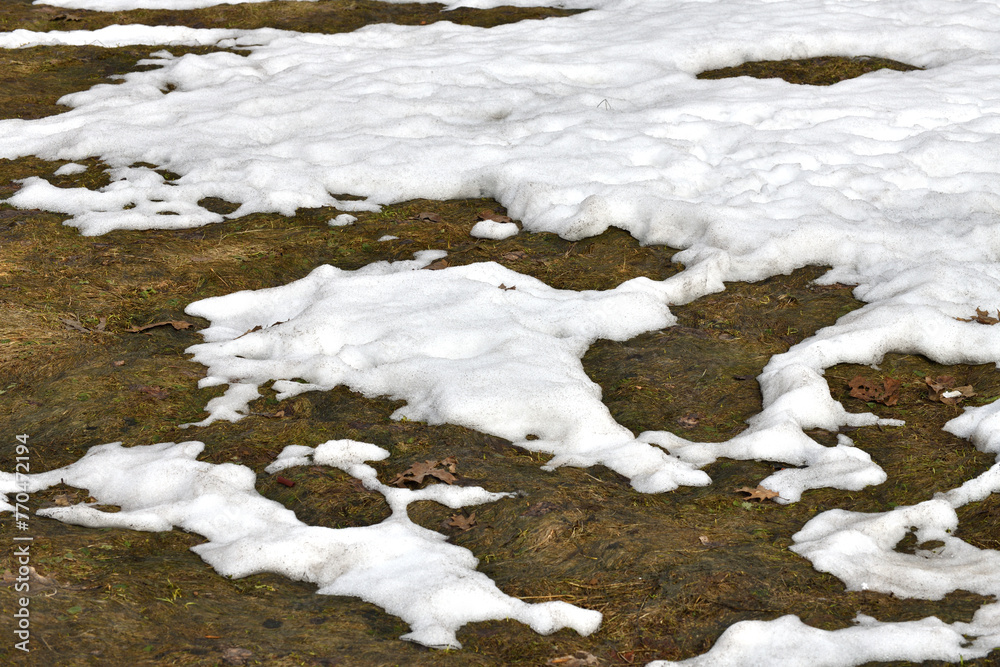 Snow thawed areas in an early spring Snow thawed areas in an early spring