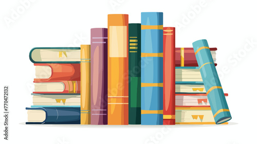 Stack of colored Books on white background. flat vector