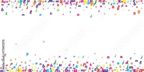 Scattered letters of latin alphabet. Colorful