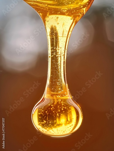 Honey Dipper Drizzling Golden Honey Splash
