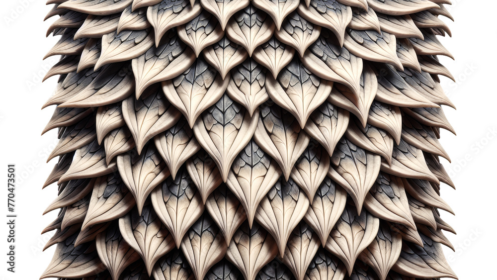 Naklejka premium Brown scales background with transparent bands on each side, png. Concept of skin pattern background of reptiles, snake, dragon, fish, mermaid, abstract, geometry, mosaic. 3D illustration.