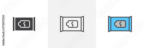 Skin Cleansing Makeup Wipes Icons. Cosmetic Tissue and Facial Care Symbols.