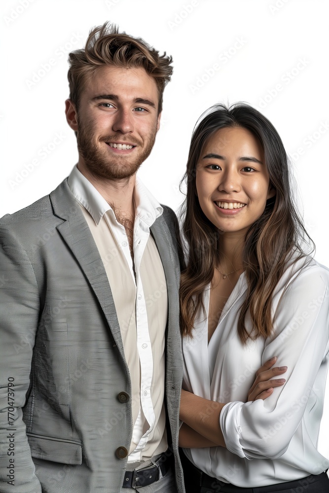 Two business people on a white background, Two business people on a white background,