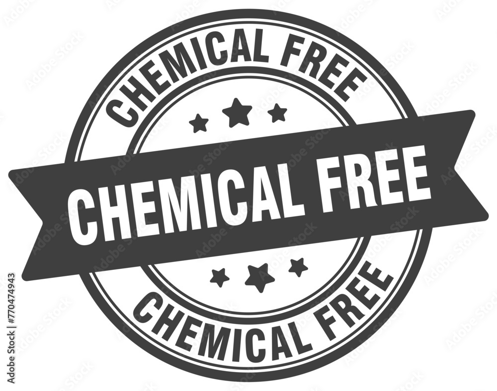 chemical free stamp. chemical free label on transparent background. round sign