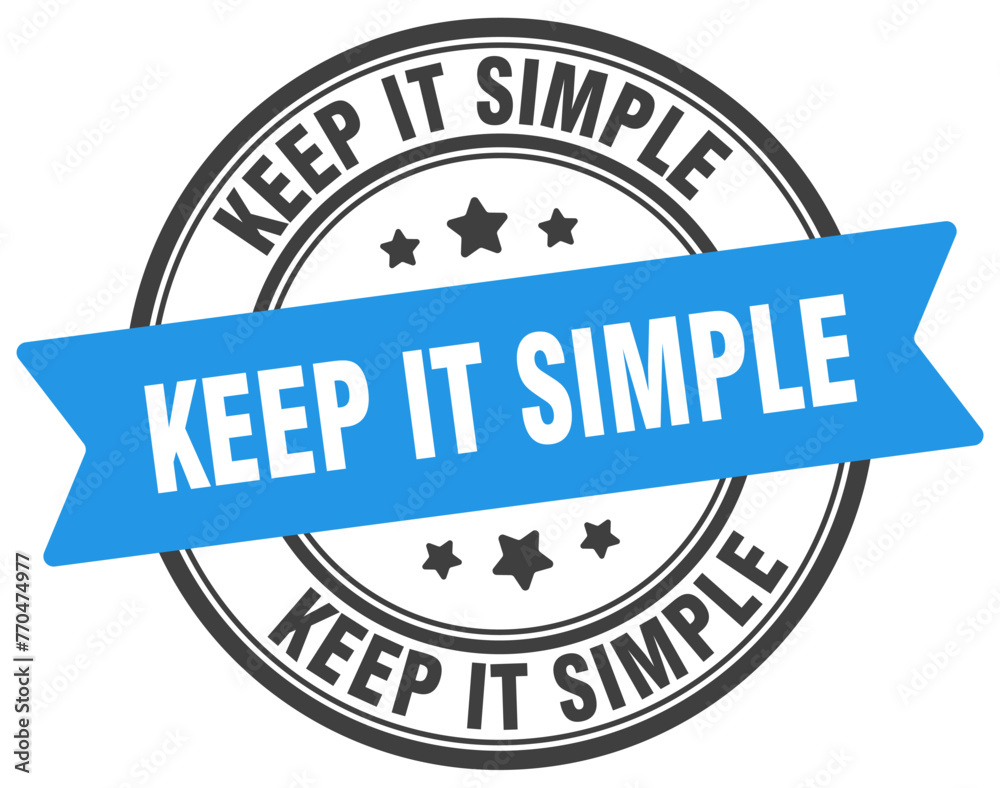 keep it simple stamp. keep it simple label on transparent background. round sign