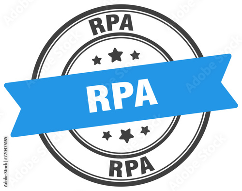 rpa stamp. rpa label on transparent background. round sign