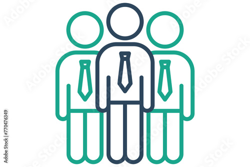 team icon. people wear ties. icon related to action plan, business. line icon style. business element illustration