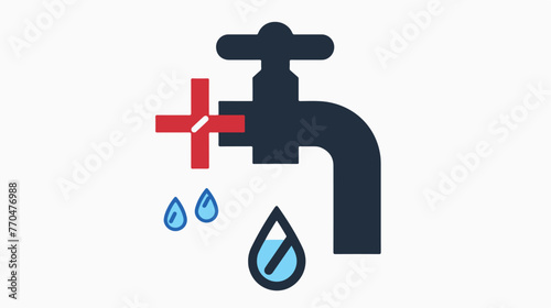 Water faucet symbol to show water saving