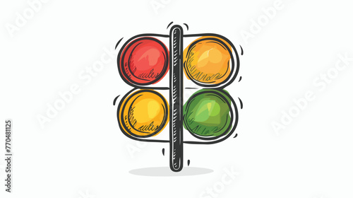 Traffic light doodle speech bubble flat vector isolated