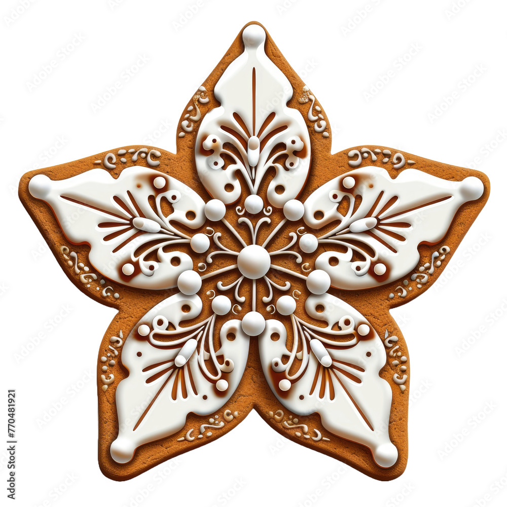 Gingerbread star isolated on transparent background Gingerbread star isolated on transparent background