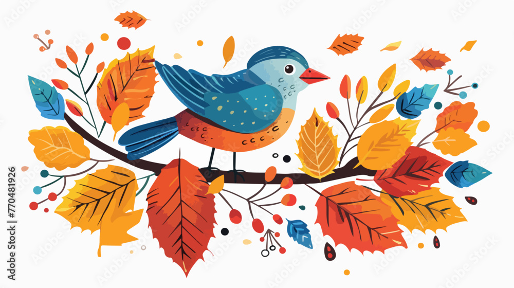 Vector cute hand drawn style colorful autumn migrator