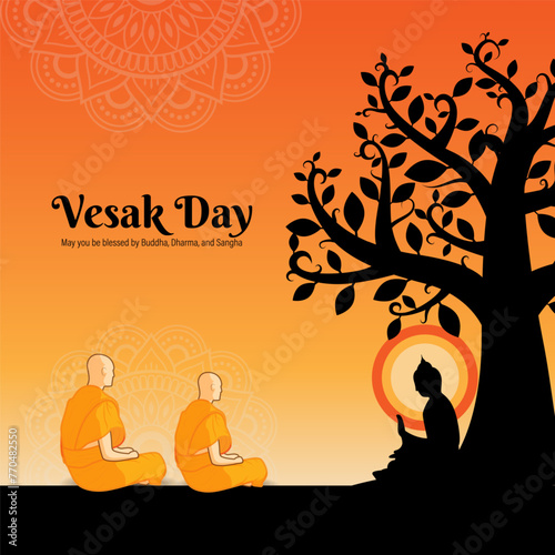 Vector illustration of Happy Buddha Purnima social media feed template