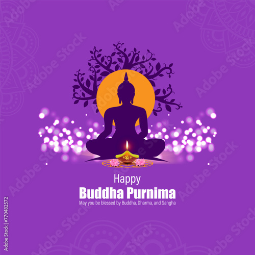 Vector illustration of Happy Buddha Purnima social media feed template
