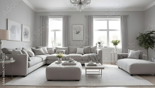 Serene elegance of this light grey living room