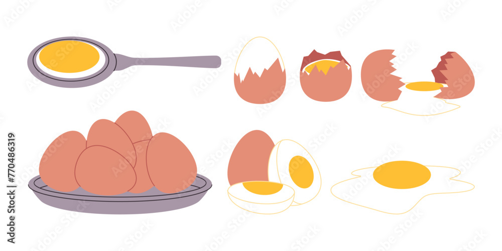 set egg food boiled or fried egg and cracked egg cooking healthy delicious meal set egg food boiled or fried egg and cracked egg cooking healthy delicious meal