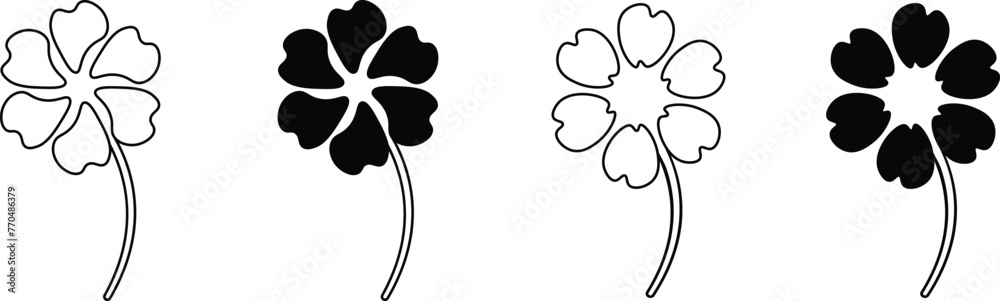 Flowers icon vector set. Basic shape of flower icon. Simple line flower art icon isolated on white background. Flower collection. Trendy nature trees, flower shape line art vector. Vector illustration Flowers icon vector set. Basic shape of flower icon. Simple line flower art icon isolated on white background. Flower collection. Trendy nature trees, flower shape line art vector. Vector illustration