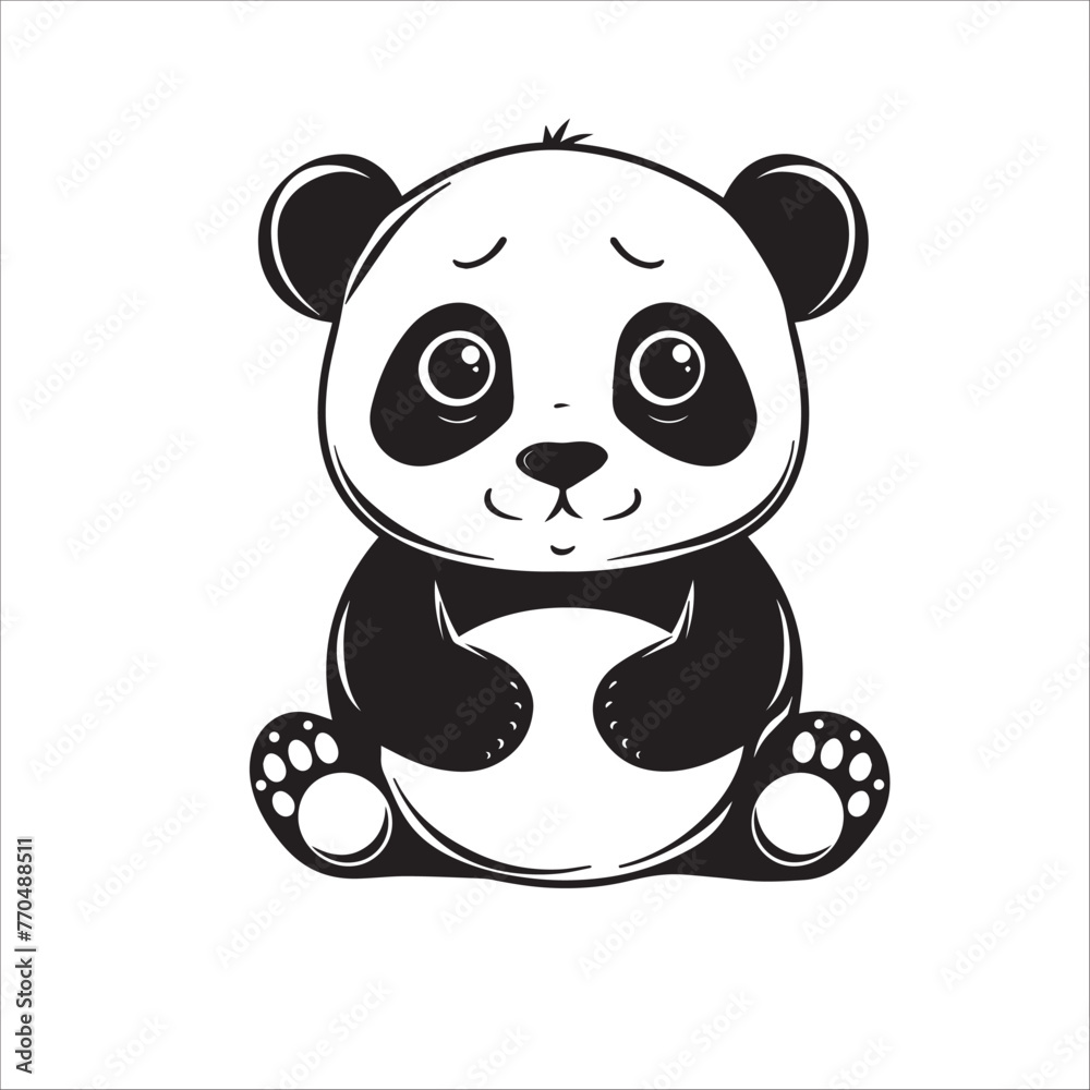 A vector illustration of a black and white Giant panda sitting A vector illustration of a black and white Giant panda sitting
