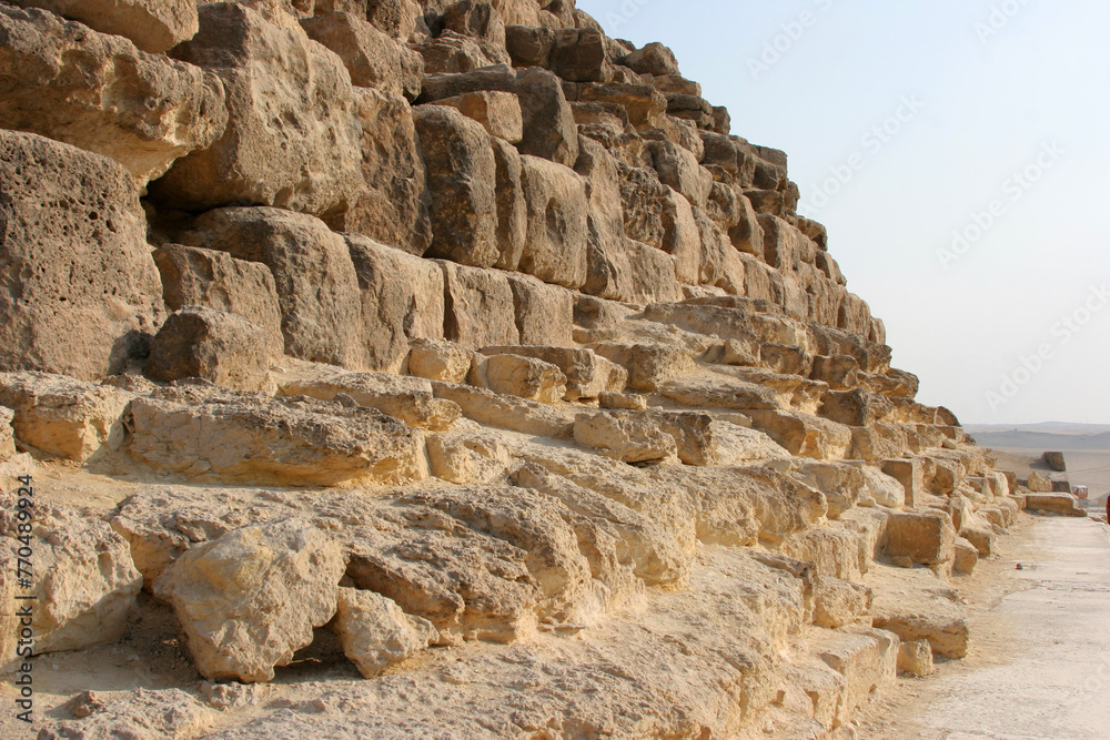 Structure of the pyramid wall in Giza, Egypt.