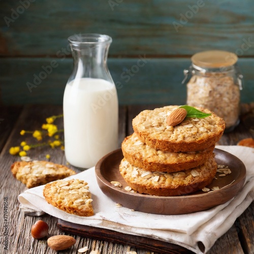 Baked Goodness: Aromatic Oatmeal Cookies with a Side of Milk