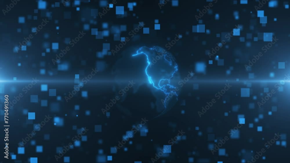 Abstract Earth rotation, big data, digital clouds. Global network and data connection concept. Global worldwide network of communication technologies. 3D animation. Seamless looping 4k video Abstract Earth rotation, big data, digital clouds. Global network and data connection concept. Global worldwide network of communication technologies. 3D animation. Seamless looping 4k video