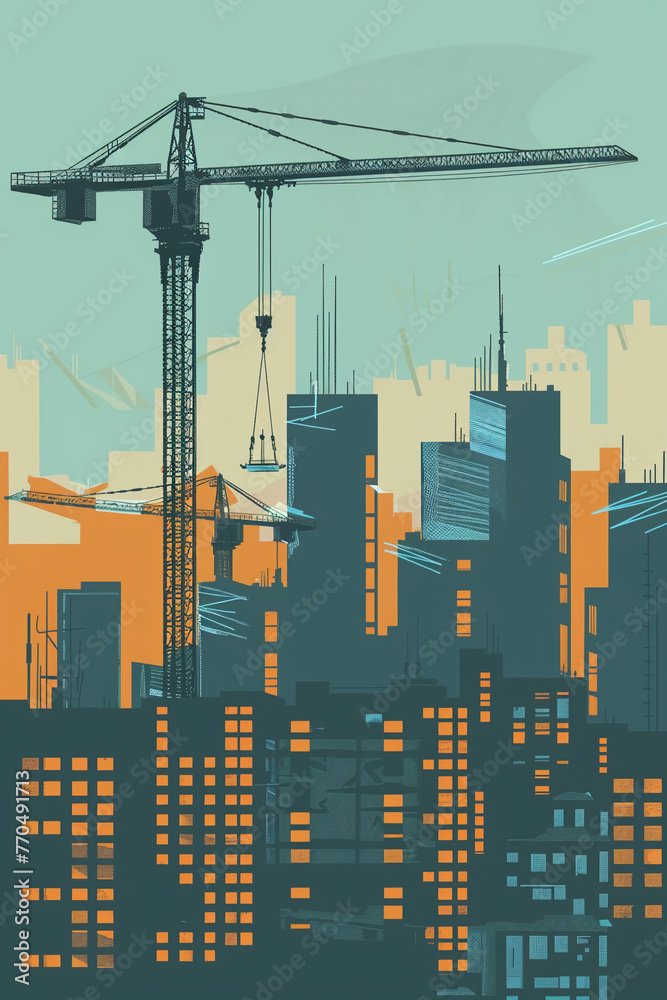 city skyline, graffiti. AI generative