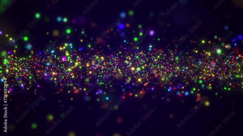Abstract background of magic dust particles, colorful particles glow, shiny bright bokeh dots, beautiful nebula, fairy dust, seamless loop, 4K. Abstract background of magic dust particles, colorful particles glow, shiny bright bokeh dots, beautiful nebula, fairy dust, seamless loop, 4K.