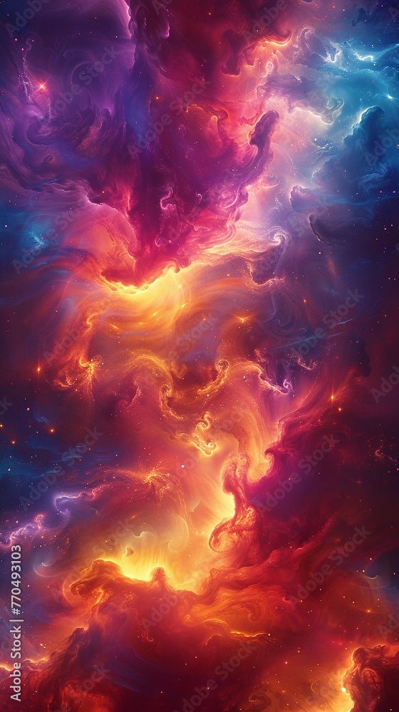 Cosmic Nebula, Swirling clouds, Galactic phenomenon, Illusion of depth, Vivid colors, Abstract art, Photography, Backlights, Depth of field bokeh effect