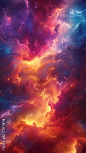Cosmic Nebula  Swirling clouds  Galactic phenomenon  Illusion of depth  Vivid colors  Abstract art  Photography  Backlights  Depth of field bokeh effect