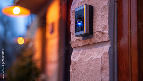 Ring video doorbell with security camera. manufactures home smart security products allowing homeowners to monitor remotely via smart cell phone app.