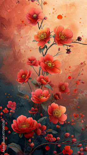 flowers spring background. AI generative