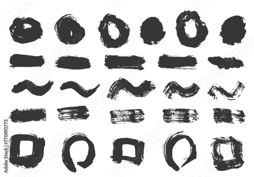 Collection of colorful distress brushes. Colored stripes are drawn with markers. Stylish elements for design. Brush marker strokes bright color. Colorful watercolor hand drawn highlight. Vector.
