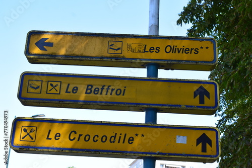 traffic signs to restuarants in France photo