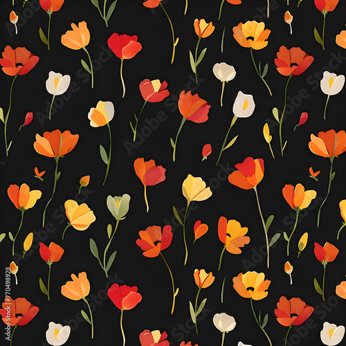 seamless pattern with flowers ai generative 