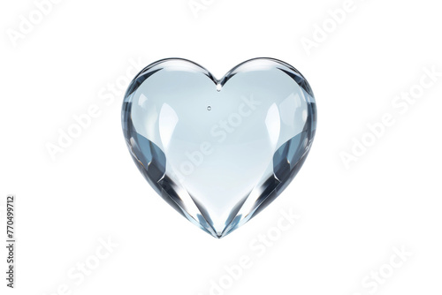 Heart Shaped Glass Object on White Background. On a White or Clear Surface PNG Transparent Background.