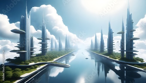 Beautiful view of the futuristic city   © Khalid