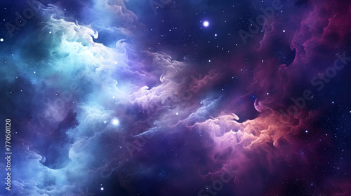 Cosmic Nebula, Vivid Blue and Purple, Space Background with space for text