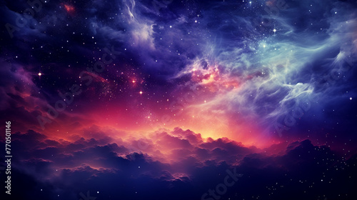 Galactic Sky, Colorful Sunset Hues, Astronomical Twilight with Copy Space