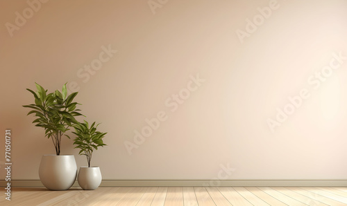 interior with plant in vase, 3d illustration mockup © Ilham