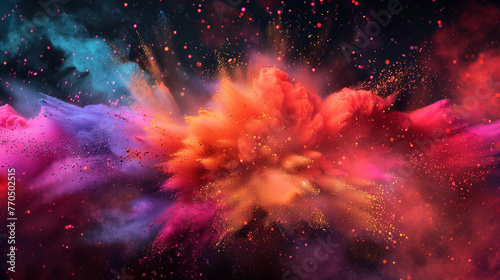 colored powder explosion at holi festival background