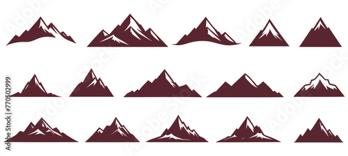mountain silhouette icon vector set for logo