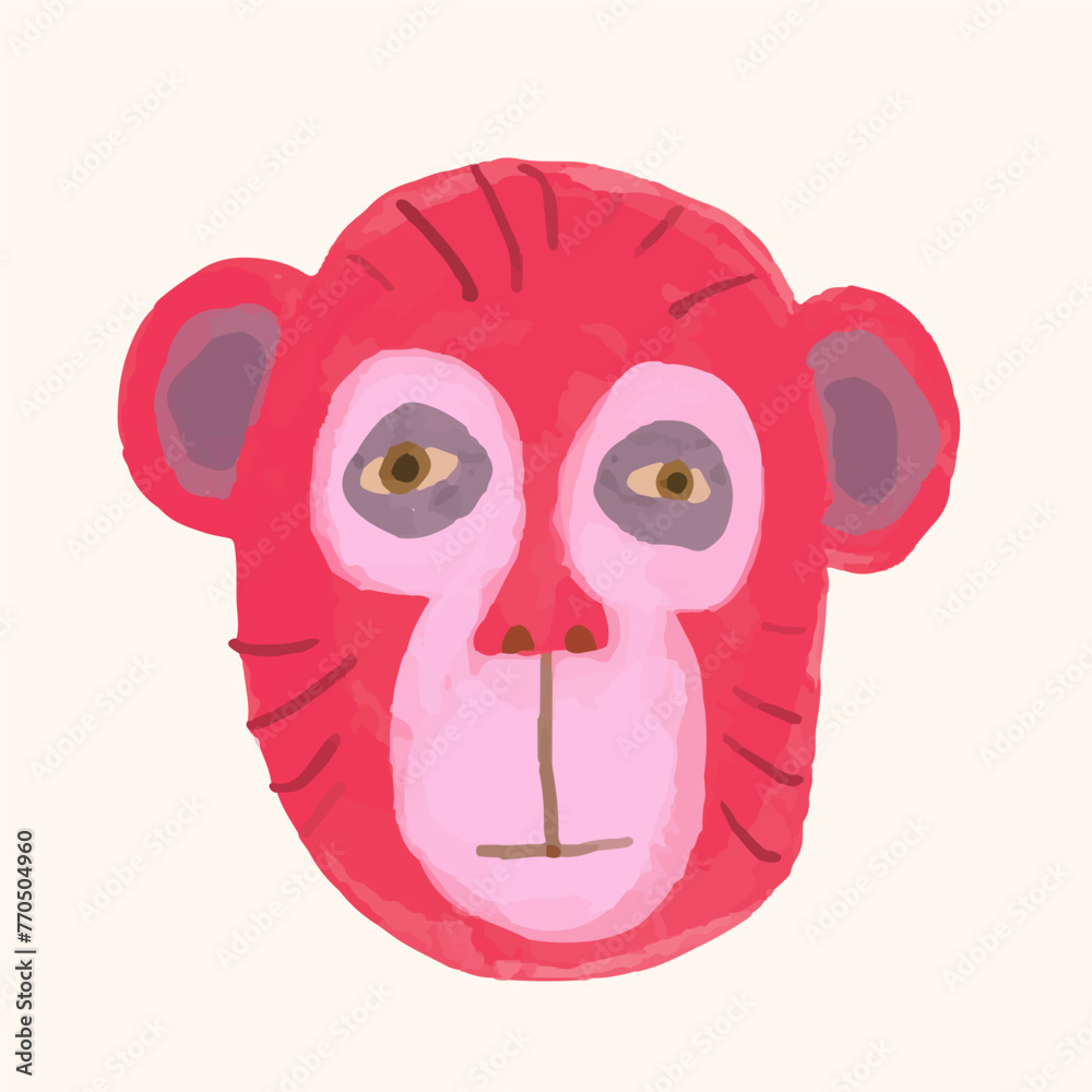 monkey ,Animal wildlife watercolor illustration. monkey ,Animal wildlife watercolor illustration.