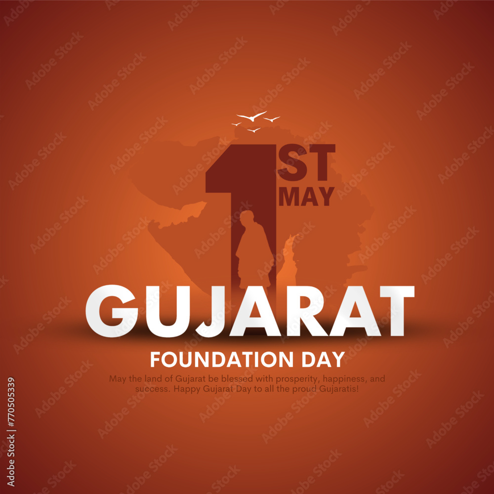 Gujarat day celebration on 1st May. Gujarat foundation day. Gujarat Sthapana divas - obrazy, fototapety, plakaty 