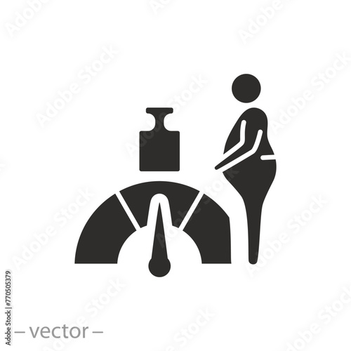 body mass index icon, bmi, define obesity degree, flat symbol - vector illustration