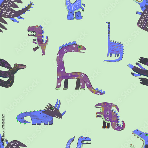 Dinosaur, watercolor painting. vector illustration of animal collection. isolated cartoon.  © Jorm Sangsorn