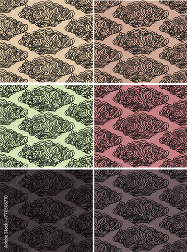 Set of seamless pattern with clouds